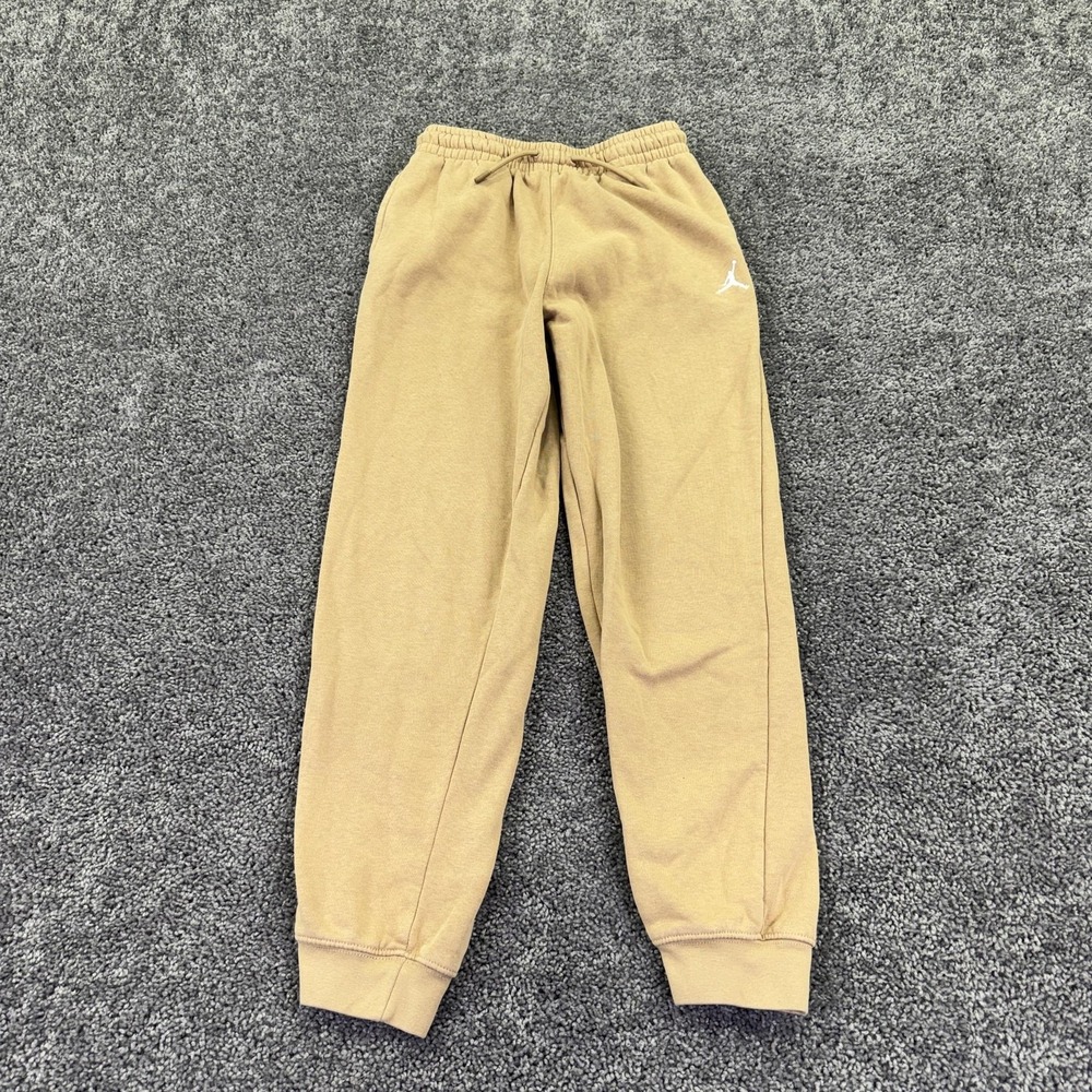 Jordan Pants Kids L 12-13 YRS Beige Fleece Jogger Elastic Waist Basketball Gym